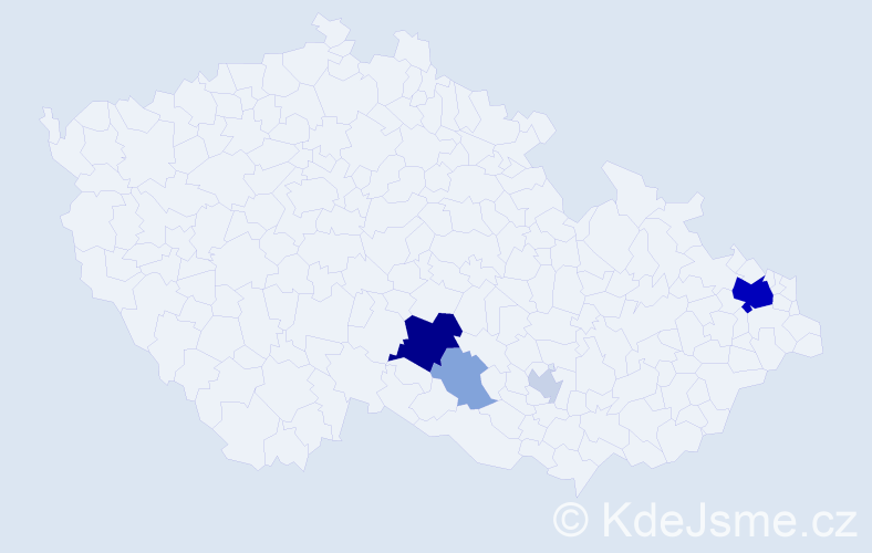 Příjmení: 'Kálay', počet výskytů 27 v celé ČR