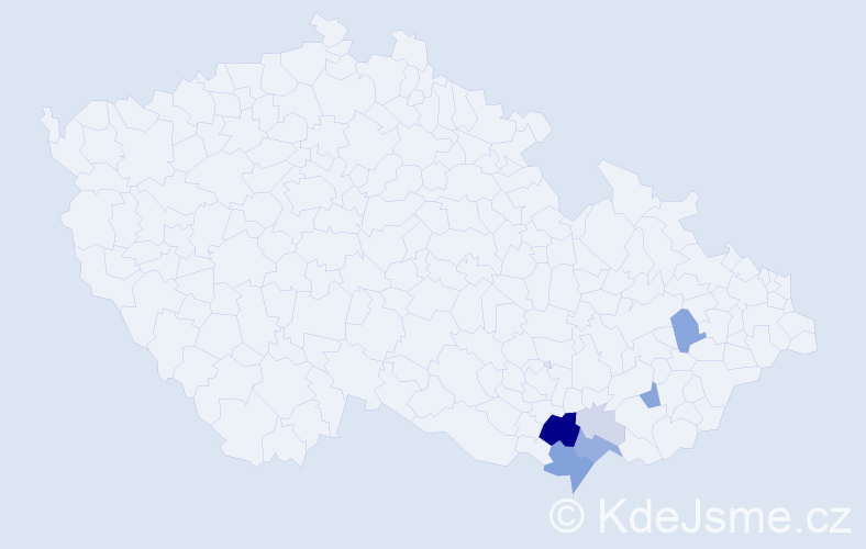 Příjmení: 'Březovič', počet výskytů 21 v celé ČR