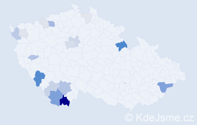 Příjmení: 'Klíchová', počet výskytů 59 v celé ČR