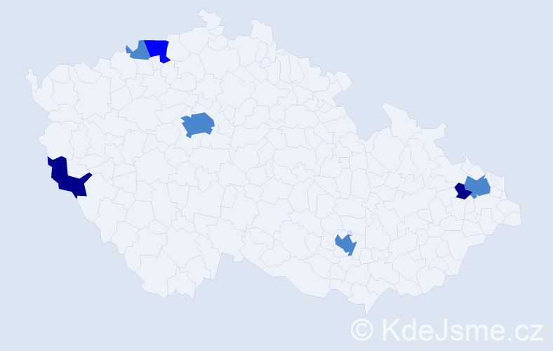 Příjmení: 'Prajová', počet výskytů 12 v celé ČR