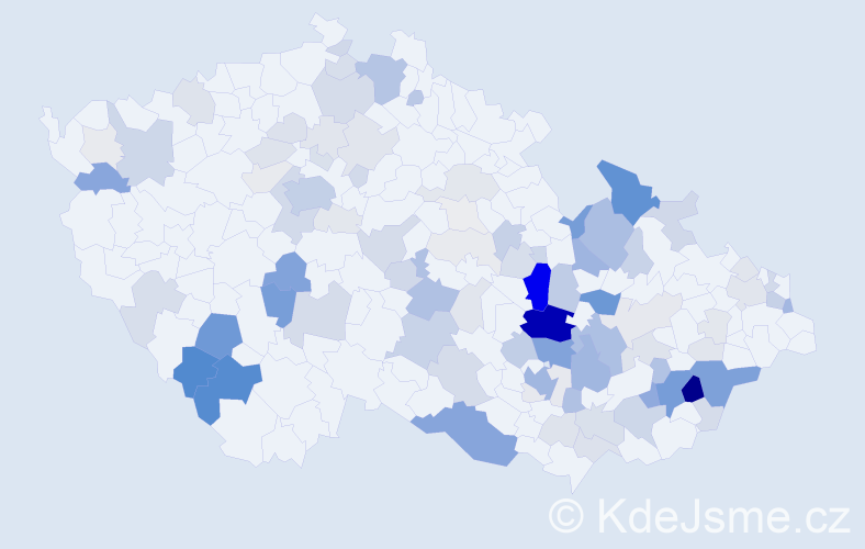 Příjmení: 'Řezník', počet výskytů 390 v celé ČR