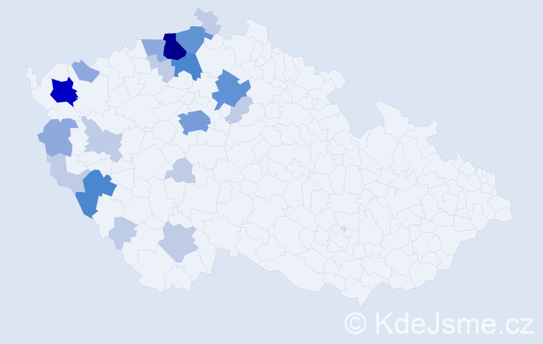 Příjmení: 'Proftová', počet výskytů 57 v celé ČR