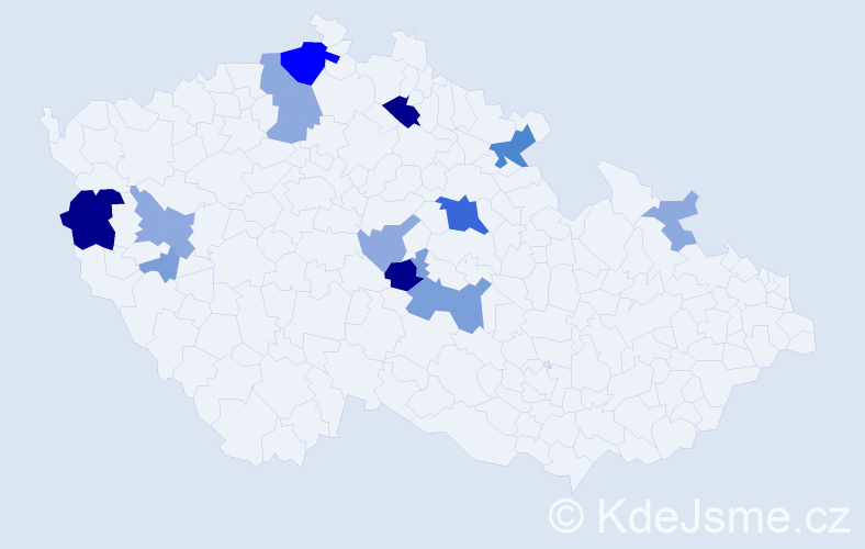Příjmení: 'Kukeňová', počet výskytů 46 v celé ČR