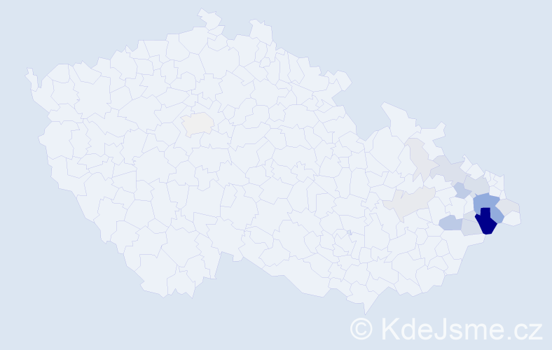 Příjmení: 'Tofel', počet výskytů 78 v celé ČR
