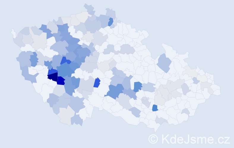Příjmení: 'Vokurka', počet výskytů 604 v celé ČR