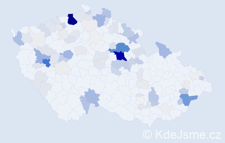 Příjmení: 'Dunová', počet výskytů 613 v celé ČR