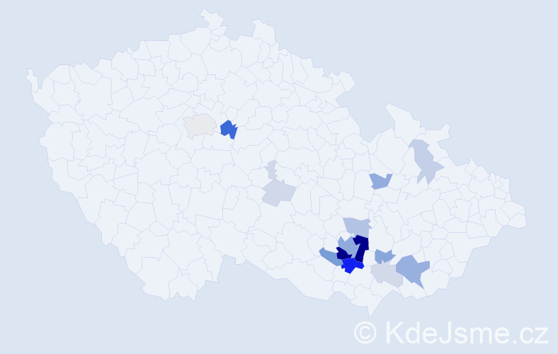 Příjmení: 'Pehalová', počet výskytů 55 v celé ČR