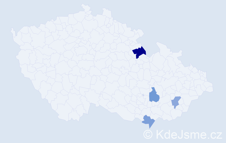 Příjmení: 'Porter', počet výskytů 5 v celé ČR