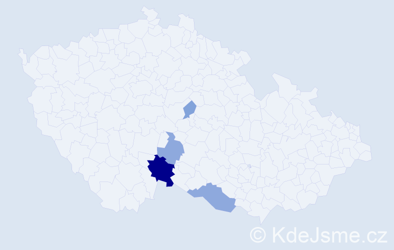 Příjmení: 'Pavouková', počet výskytů 19 v celé ČR