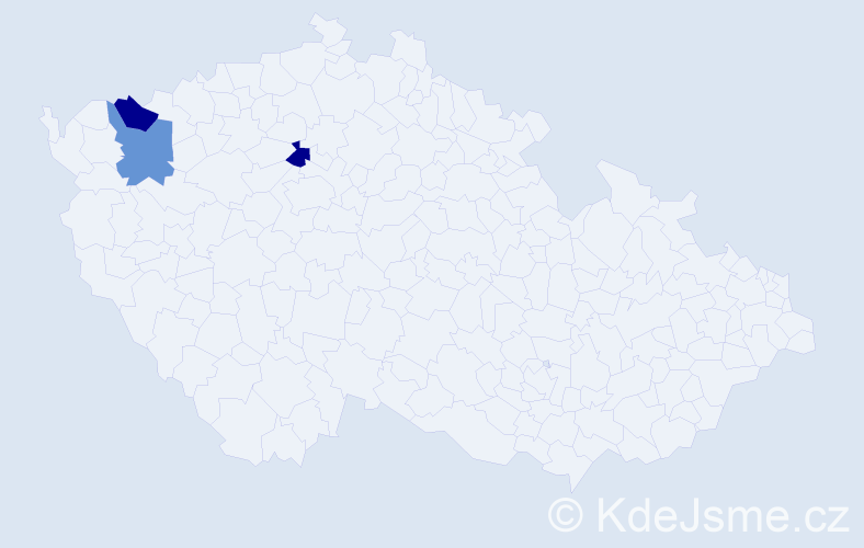 Příjmení: 'Modesová', počet výskytů 9 v celé ČR