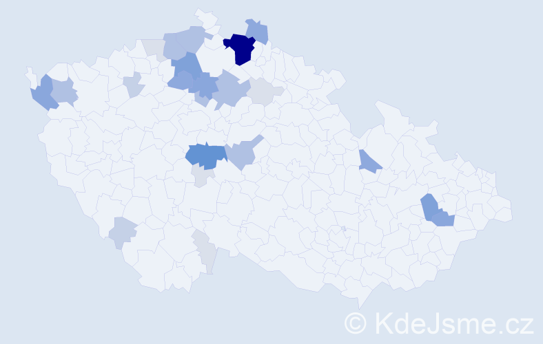 Příjmení: 'Kraka', počet výskytů 97 v celé ČR