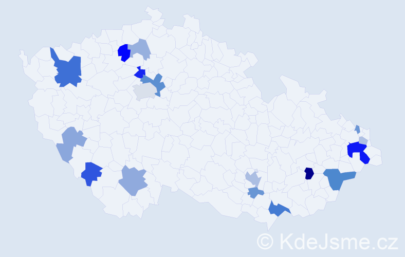 Příjmení: 'Gašková', počet výskytů 39 v celé ČR