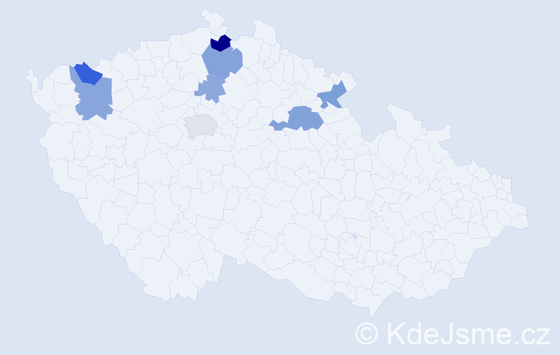 Příjmení: 'Rückel', počet výskytů 18 v celé ČR