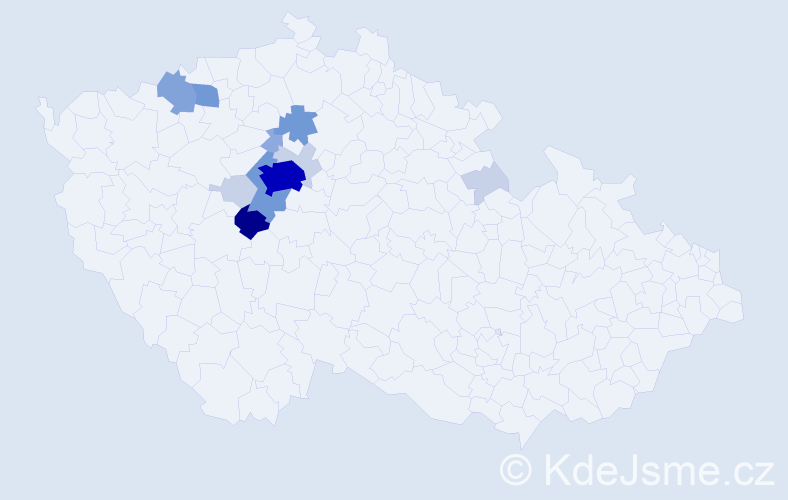 Příjmení: 'Kšána', počet výskytů 43 v celé ČR