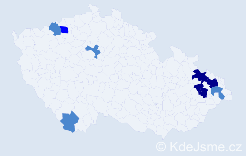 Příjmení: 'Benčič', počet výskytů 18 v celé ČR