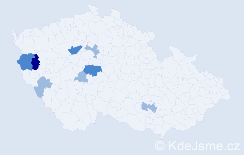 Příjmení: 'Durkáčová', počet výskytů 15 v celé ČR