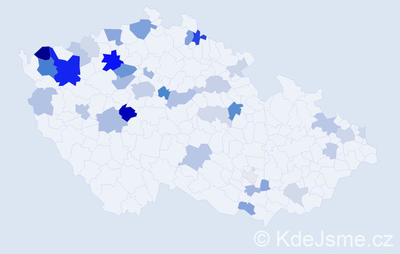 Příjmení: 'Bachmann', počet výskytů 101 v celé ČR