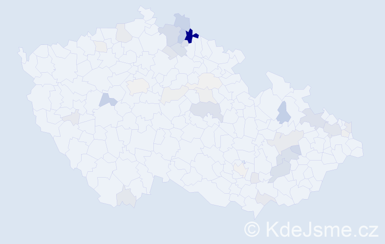 Příjmení: 'Patrmanová', počet výskytů 150 v celé ČR