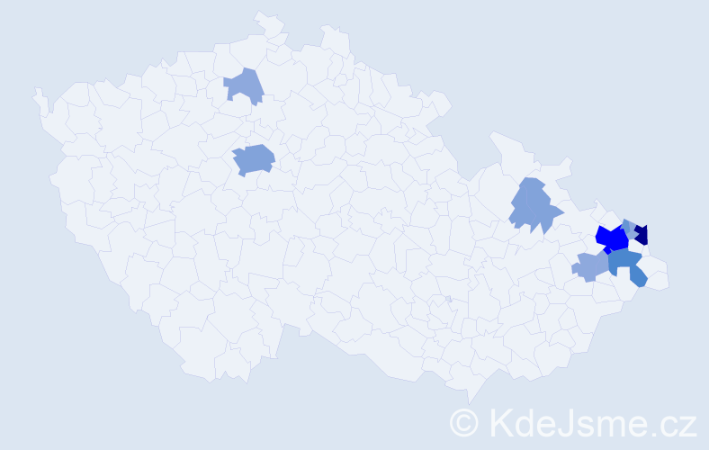 Příjmení: 'Mojáková', počet výskytů 31 v celé ČR