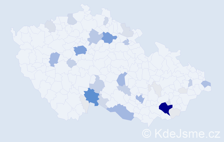 Příjmení: 'Tomášů', počet výskytů 168 v celé ČR