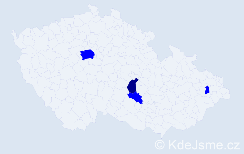 Příjmení: 'Kindra', počet výskytů 5 v celé ČR