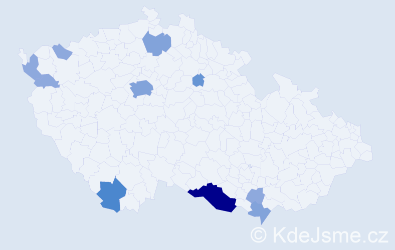 Příjmení: 'Dúcká', počet výskytů 25 v celé ČR