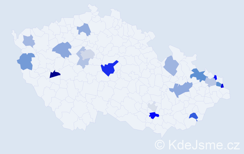 Příjmení: 'Mazúr', počet výskytů 32 v celé ČR