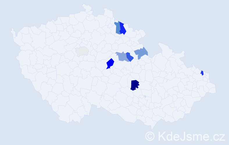 Příjmení: 'Dadíková', počet výskytů 14 v celé ČR
