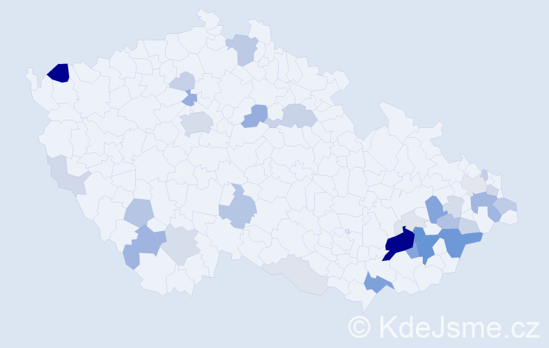 Příjmení: 'Potočná', počet výskytů 116 v celé ČR