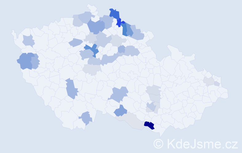 Příjmení: 'Lauer', počet výskytů 135 v celé ČR