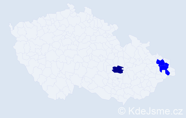 Příjmení: 'Lýčková', počet výskytů 5 v celé ČR