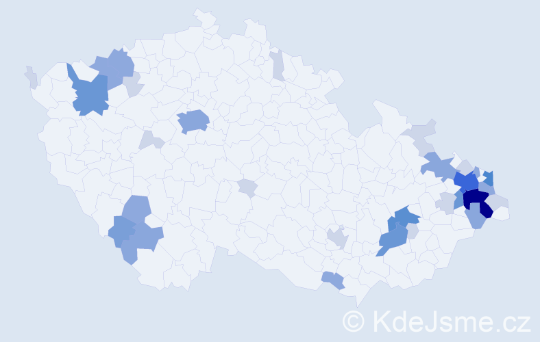 Příjmení: 'Kubačka', počet výskytů 91 v celé ČR
