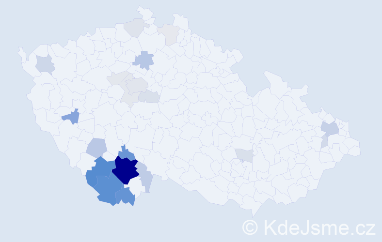 Příjmení: 'Bohoňková', počet výskytů 93 v celé ČR