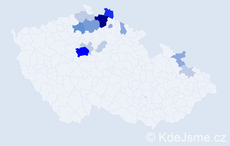 Příjmení: 'Čmuchálková', počet výskytů 43 v celé ČR