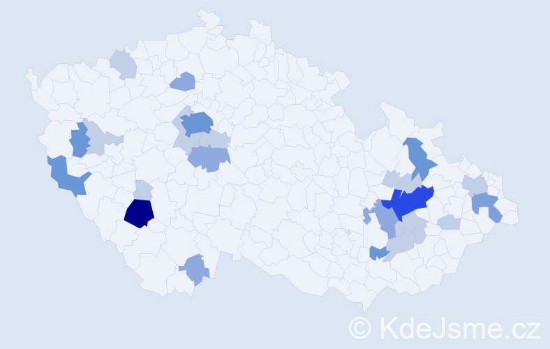 Příjmení: 'Bambásková', počet výskytů 61 v celé ČR