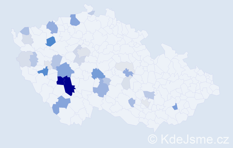 Příjmení: 'Vaňáč', počet výskytů 123 v celé ČR