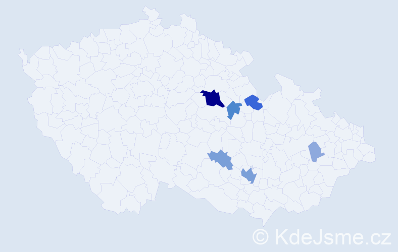 Příjmení: 'Tobešová', počet výskytů 19 v celé ČR