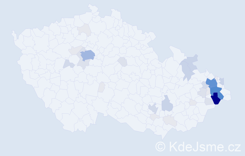 Příjmení: 'Kubačák', počet výskytů 142 v celé ČR