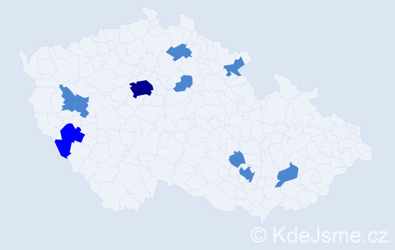 Příjmení: 'Hinz', počet výskytů 14 v celé ČR