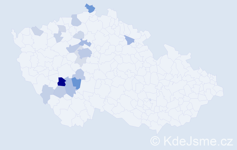 Příjmení: 'Kotmel', počet výskytů 73 v celé ČR
