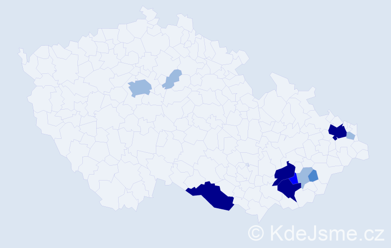 Příjmení: 'Col', počet výskytů 25 v celé ČR