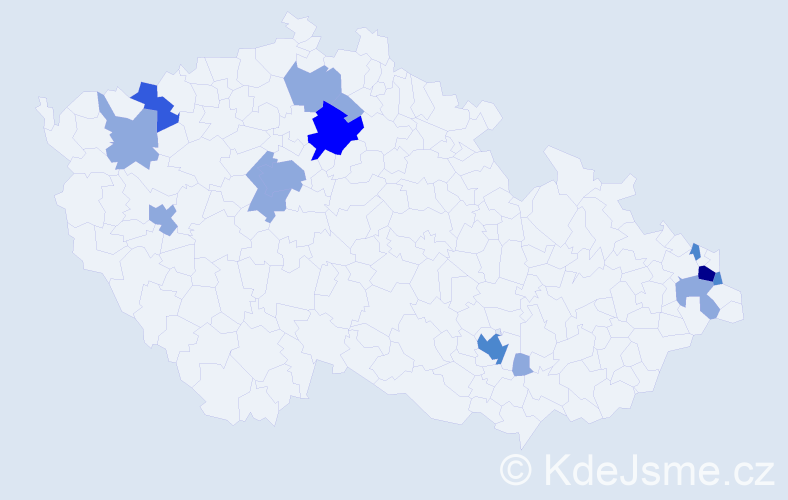 Příjmení: 'Dömény', počet výskytů 26 v celé ČR