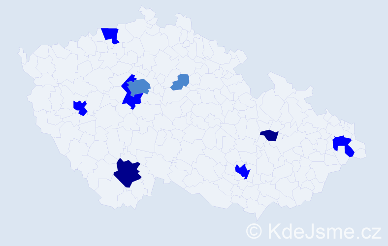 Příjmení: 'Dean', počet výskytů 18 v celé ČR