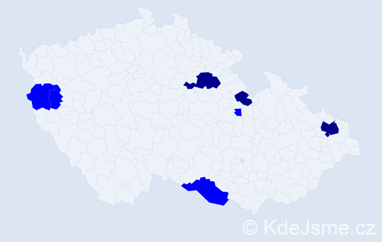 Příjmení: 'Gallyová', počet výskytů 10 v celé ČR