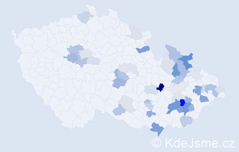 Příjmení: 'Páleníčková', počet výskytů 114 v celé ČR