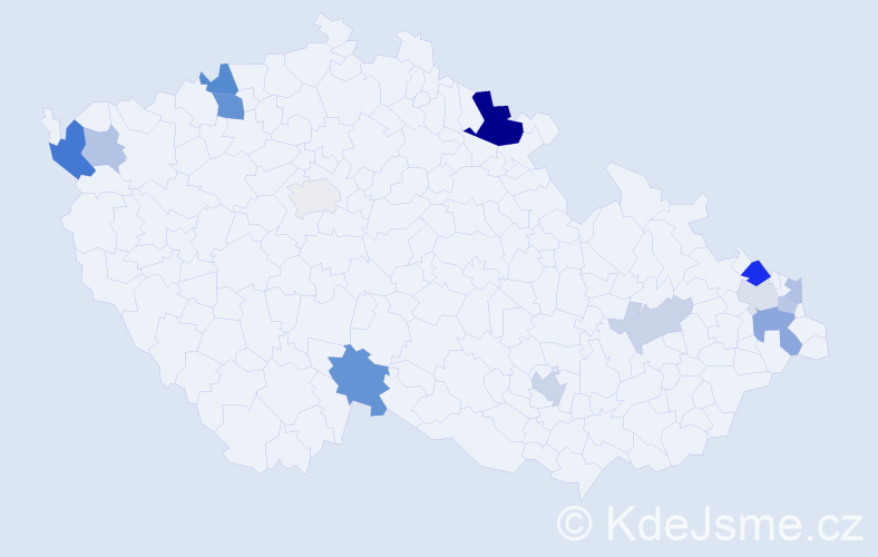 Příjmení: 'Kovalik', počet výskytů 30 v celé ČR