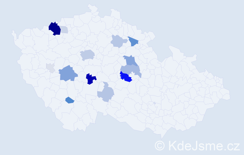 Příjmení: 'Biben', počet výskytů 46 v celé ČR
