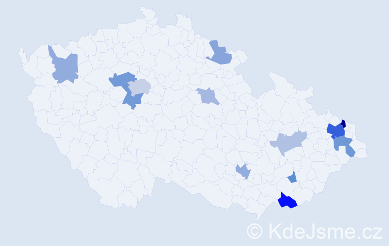 Příjmení: 'Babjak', počet výskytů 30 v celé ČR
