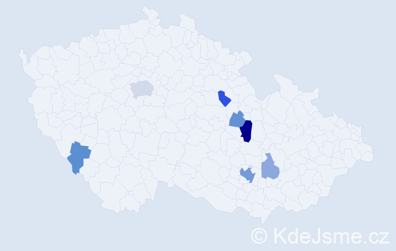 Příjmení: 'Tuč', počet výskytů 18 v celé ČR