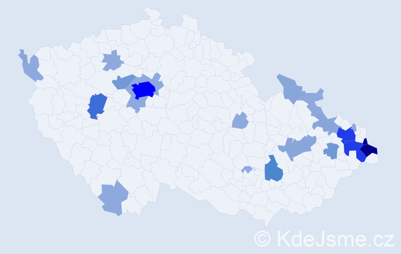 Příjmení: 'Zagora', počet výskytů 69 v celé ČR